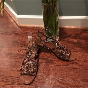 Carlos Santana lace up leopard wedge sandal